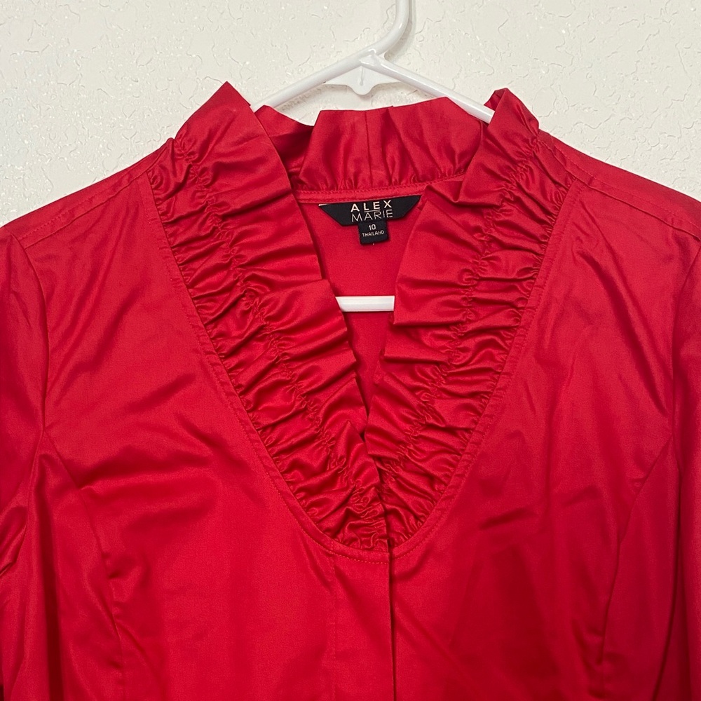 Alex Marie red  Ruffled Blouse - Picture 2 of 6